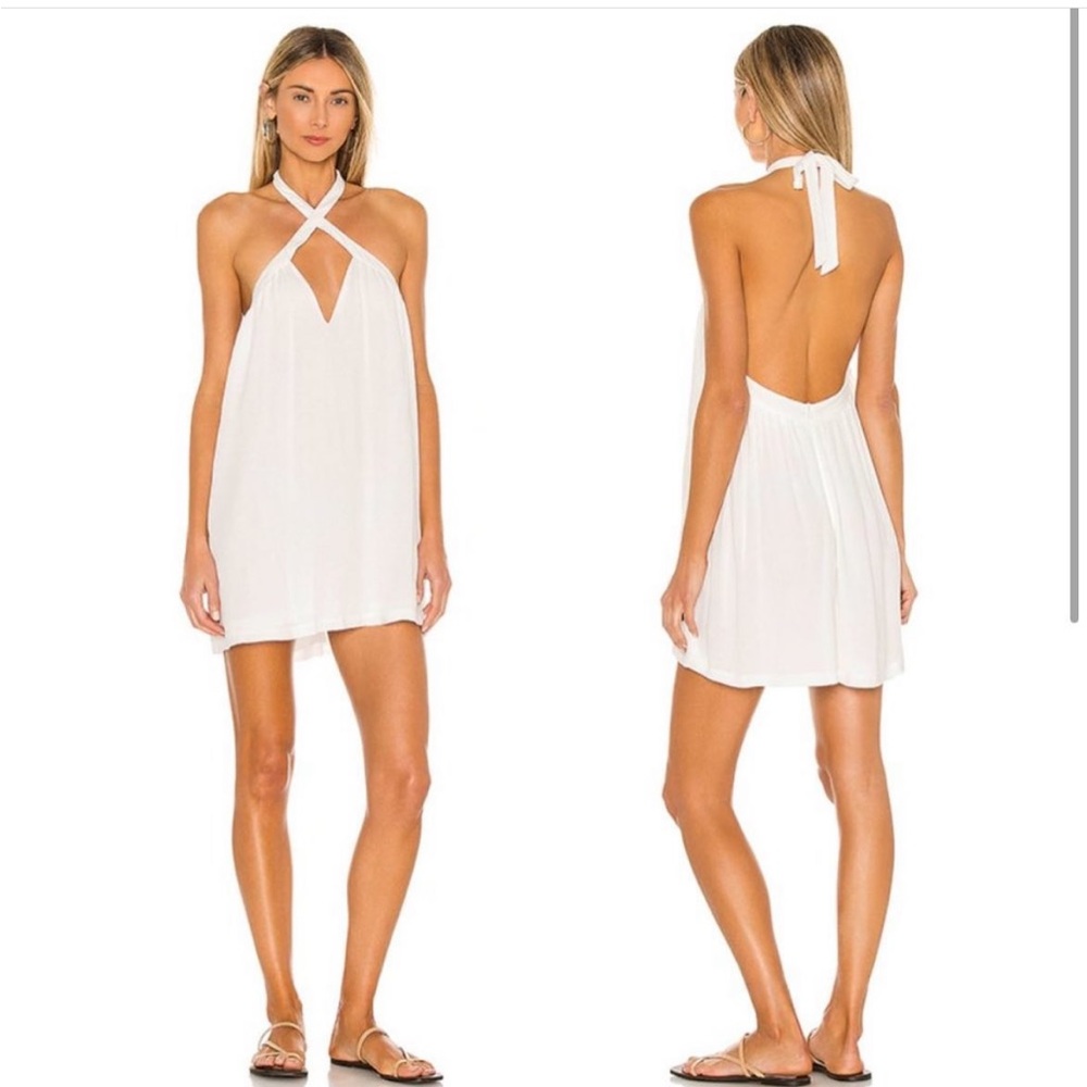 White halter superdown mini dress